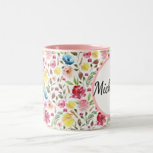 Tasse Floral Personalisiert (Mittel)