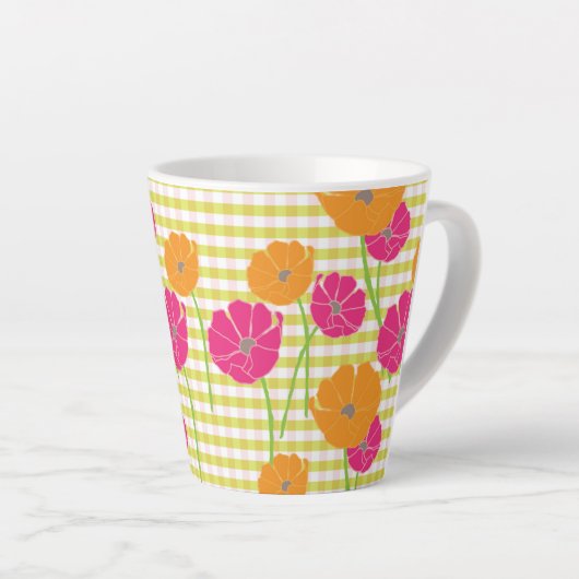 Tasse Floral und Gingham Latte (Rechte Ecke)