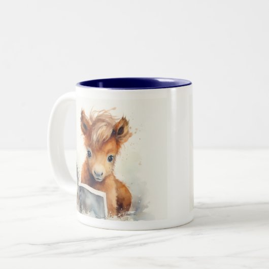 Tasse Fohlen-Keramik lesen (Vorderseite Links)