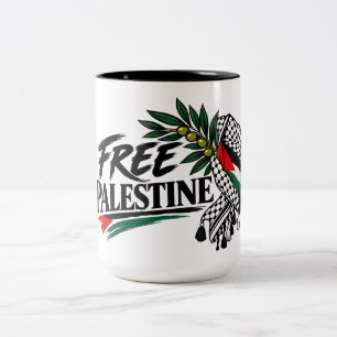 Tasse Free Palestine mit Karte und Keffieh-Muster