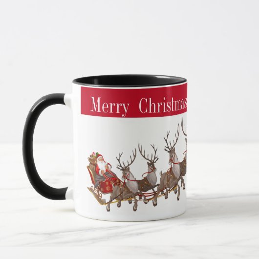 Tasse Frohe Weihnachten und Schlitten (Links)