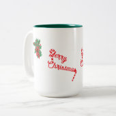 Tasse: Frohe Weihnachten Zweifarbige Tasse (Vorderseite Links)