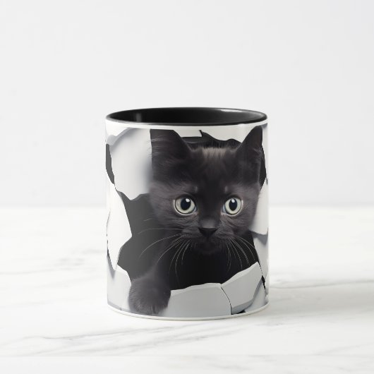 Tasse für 3D-Schwarze Katze (Zentrum)