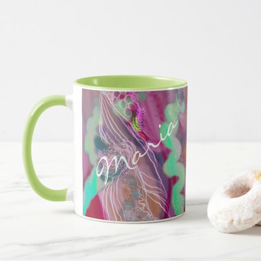 Tasse für Abstrakte digitale Kunst Trendy Pink Min (Mit Donut)