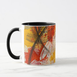 Tasse für abstraktes, rotes, gelbes und schwarzes 