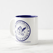 Tasse für Beg, Borrow und Steal (blau auf weiß) (Vorderseite Links)