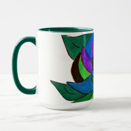 Tasse für blaue und grüne Blume
