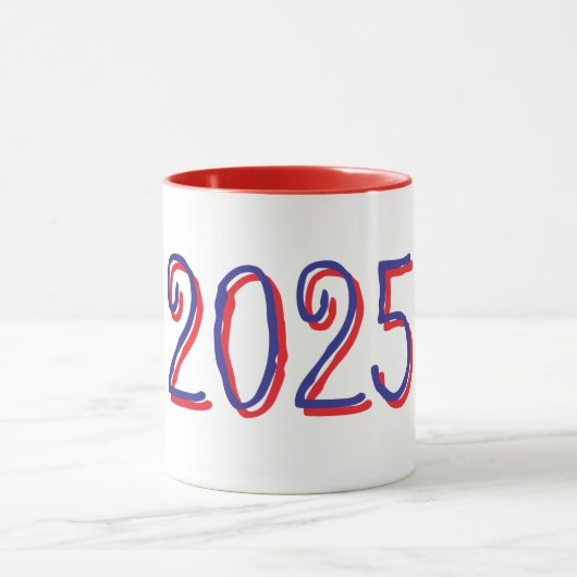 Tasse für das benutzerdefinierte Jahr 2025 mit Rot (Zentrum)