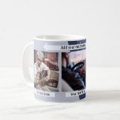 Tasse für das blaugraue geometrische Design-Foto (Vorderseite Links)