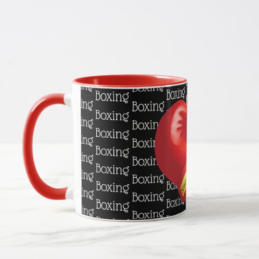 Tasse für das Boxing gepackter Text-Design (Links)
