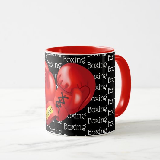 Tasse für das Boxing gepackter Text-Design (VorderseiteRechts)
