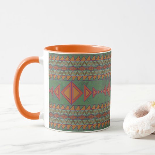Tasse für das Design der grünen Geometrie im Südwe (Mit Donut)