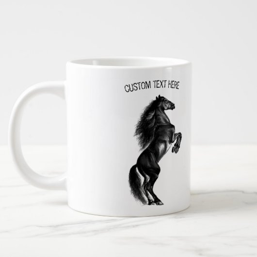 Tasse für das Schwarze Wildpferd mit eigenem Text (Links)
