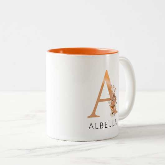 Tasse für den Coffee-Coffee Monogram-Floral-Gold-B (VorderseiteRechts)