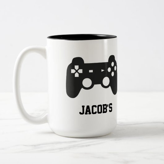 Tasse für den Spieler im Haus, personalisiert. (Links)