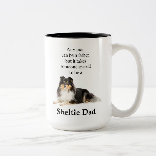 Tasse für den Vater-Dreifarbsheltie (Rechts)