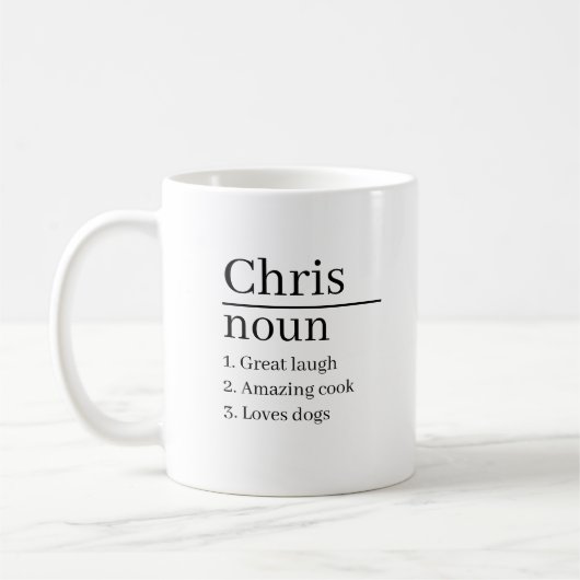 Tasse für die personalisierte Namensdefinition gib (Links)