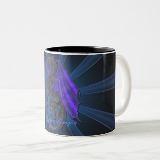 Tasse für ein blaues Saphir-Drachenmuster (VorderseiteRechts)