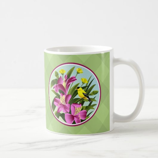 Tasse für Goldfinch und Blume (Rechts)