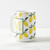 Tasse für hübsche Lemon Muster Monogramm Name (Vorderseite Links)