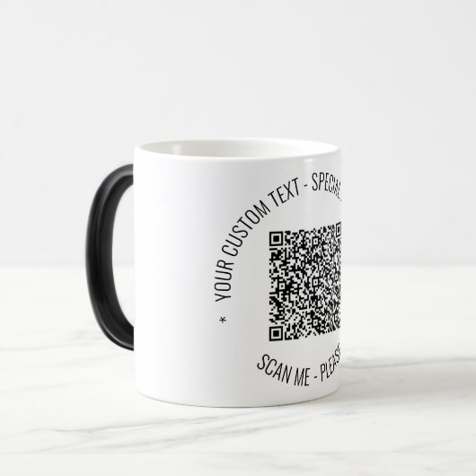 Tasse für Ihren QR-Code - Benutzerdefinierter Text (Vorderseite Links)