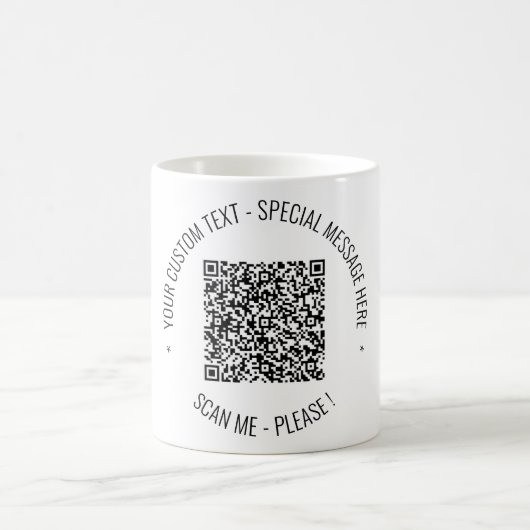Tasse für Ihren QR-Code - Benutzerdefinierter Text (Mittel)