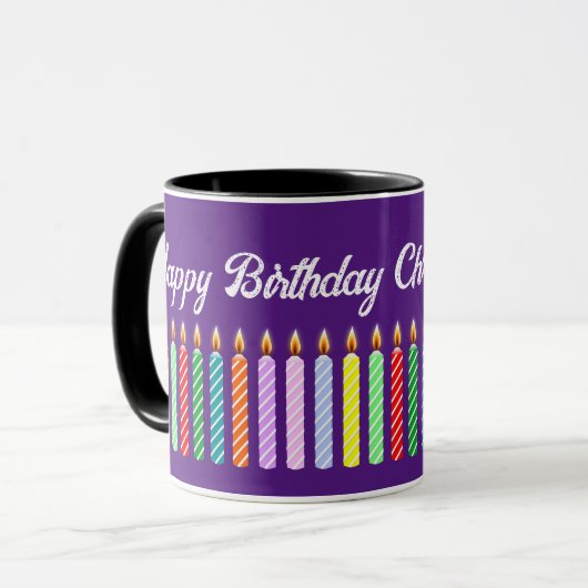 Tasse für individuelle Namen Happy Birthday Lit Ca (Vorderseite Links)