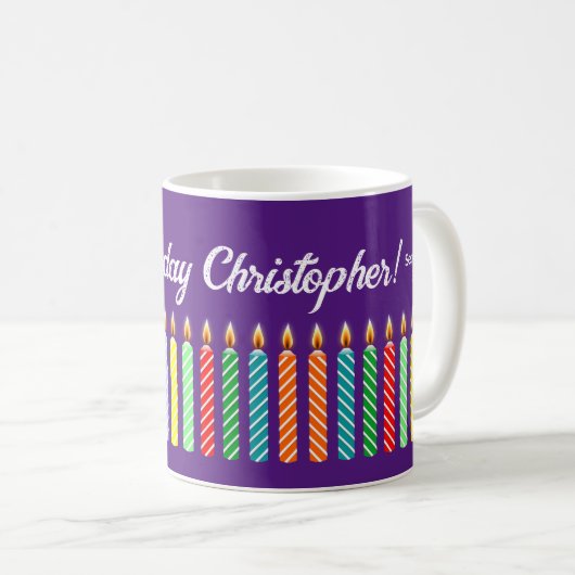 Tasse für individuelle Namen Happy Birthday Lit Ca (VorderseiteRechts)