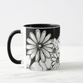 Tasse für Kaffee aus schwarzem und weißer Blume (Links)