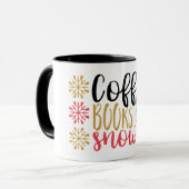 Tasse für Kaffee, Bücher und Schnee (Vorderseite Links)
