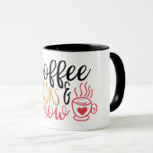 Tasse für Kaffee, Bücher und Schnee (VorderseiteRechts)