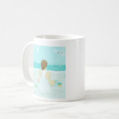 Tasse für Kaffee, Strand und Bücher (Vorderseite Links)