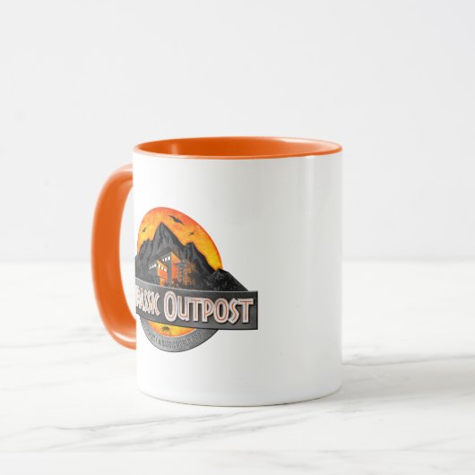 Tasse für klassisches Jurassisches Outpost-Logo (Vorderseite Links)