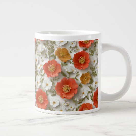 Tasse für lebendige Rot- und Weißmohnblütenspezial (Rechts)