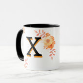 Tasse für Monogramm-Floral - Eleganter Letter X-wr (Vorderseite Links)