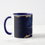 Tasse für Navy Blue Gold-Marmor-Buchstaben (Links)