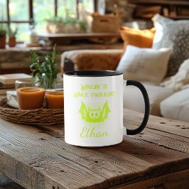 Tasse für Neon Halloween - Green Bat Design