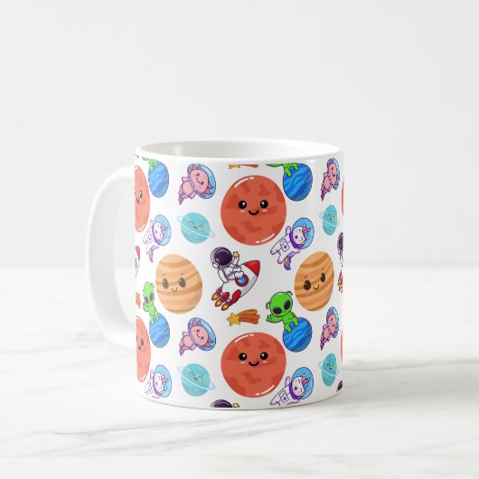 Tasse für niedliches Raummuster (Vorderseite Links)