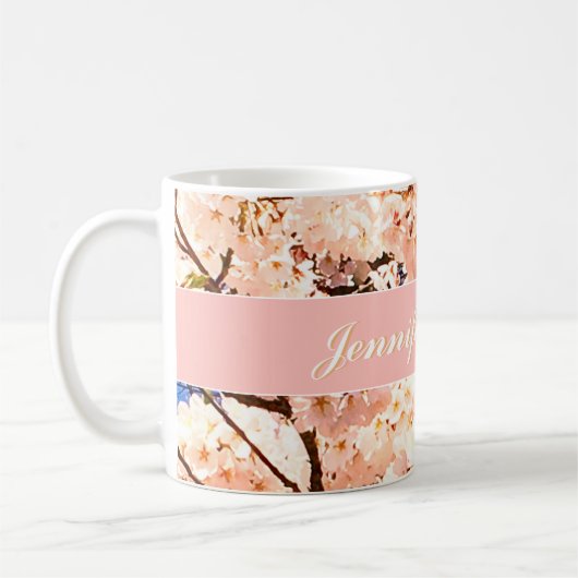 Tasse für personalisiert rosa Blumenbezeichnungen (Links)