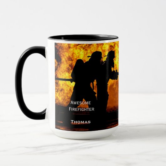 Tasse für personalisierte Feuerwehrfeuerflames (Links)