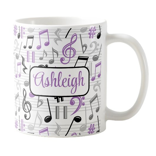 Tasse für personalisierte Lila Musik
