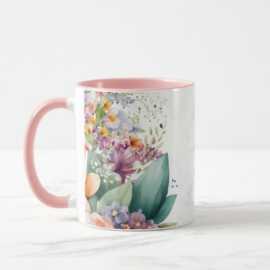 Tasse für personalisiertes Blumendesign Keramik (Links)