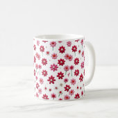 Tasse für phantastisches Rot-Weiß-Blumenmuster (VorderseiteRechts)