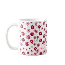 Tasse für phantastisches Rot-Weiß-Blumenmuster