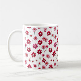 Tasse für phantastisches Rot-Weiß-Blumenmuster