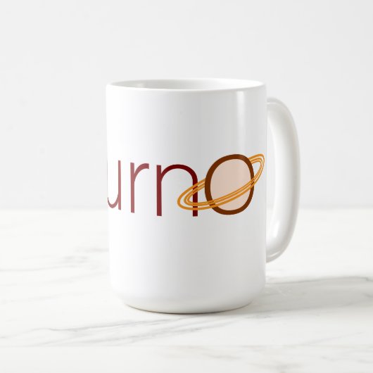 Tasse für Saturn-Text-Logos (VorderseiteRechts)
