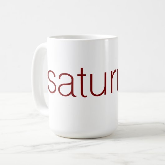 Tasse für Saturn-Text-Logos (Vorderseite Links)