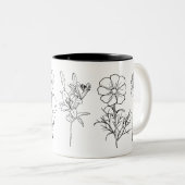 Tasse für Schwarz-Weiß-Blumendesign (VorderseiteRechts)