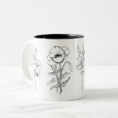 Tasse für Schwarz-Weiß-Blumendesign (Vorderseite Links)