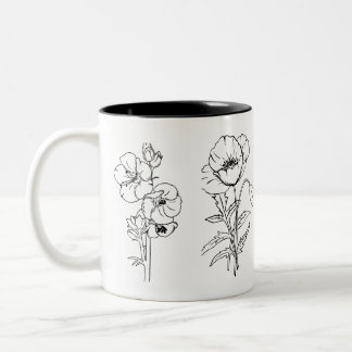 Tasse für Schwarz-Weiß-Blumendesign